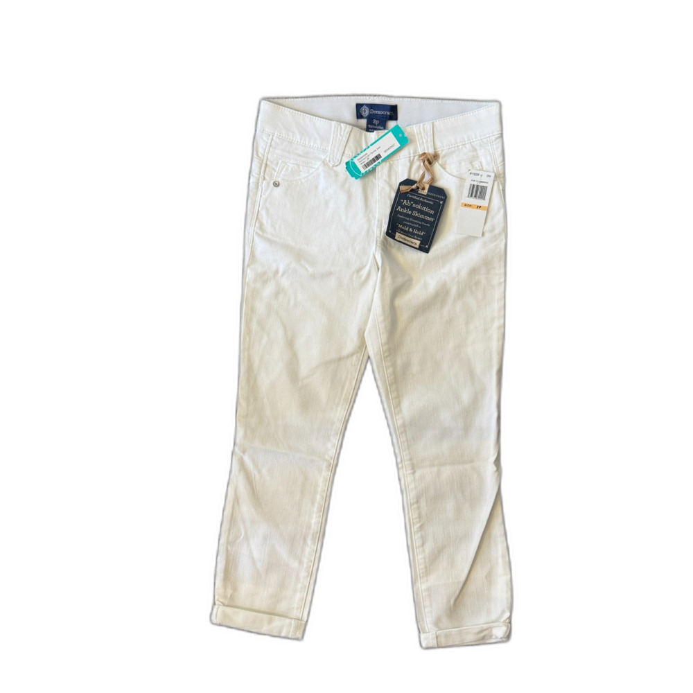 Democracy | AB Solutions Skinny Leg Crop Jeans in White Size 2 Petite NWT New - Picture 3 of 11